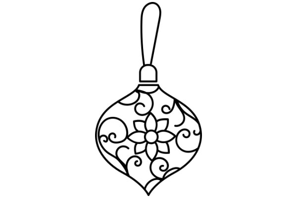 Stylized Christmas Ornament with Floral Design and Heart Shape