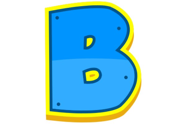 Vibrant Blue Letter B with a Yellow Outline, Set Against a White Background