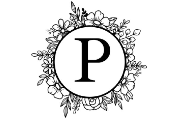 Floral Emblem with Letter 'P' at Center