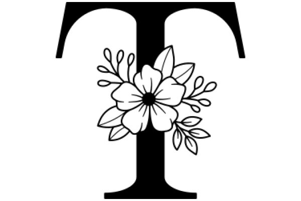 Monochrome Logo with Flower Design