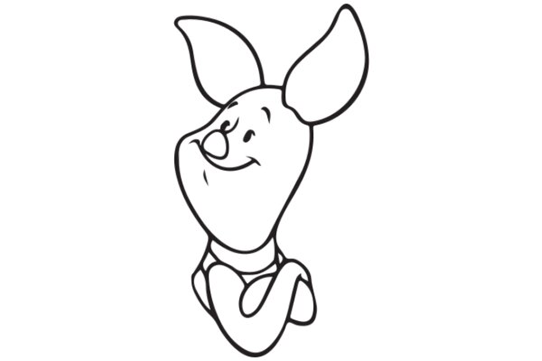 A Whimsical Line Drawing of a Smiling Bunny Character