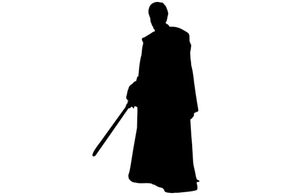 Silhouette of a Person Holding a Stick