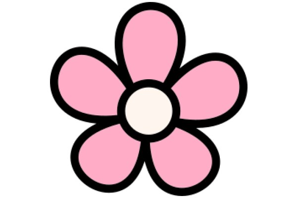 Vibrant Pink Flower with Black Outline