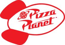 Vibrant Red and White Logo for Pizza Planet