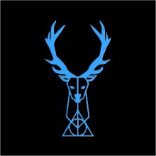 Stylized Blue Deer on Black Background