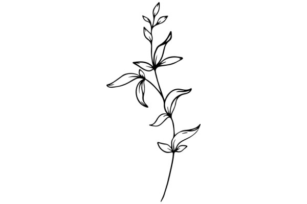 Elegant Line Drawing of a Flower Stem