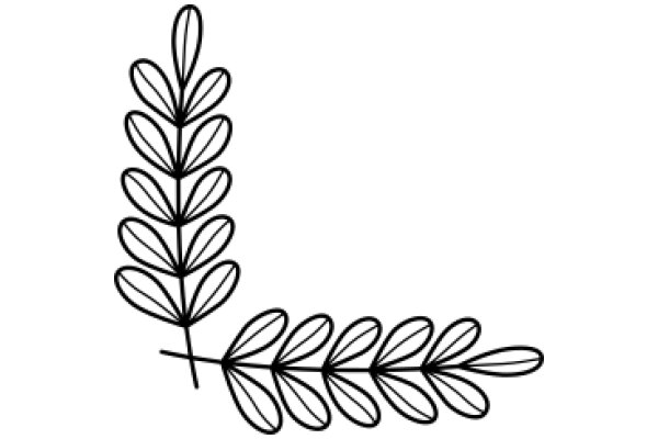 Stylized Black Line Art of a Plant