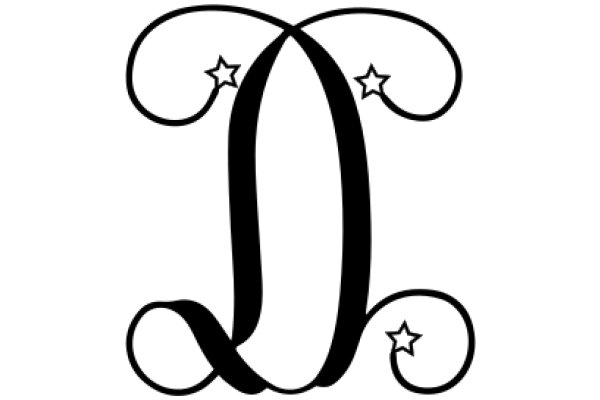 Stylized Letter 'D' with Star Decorations