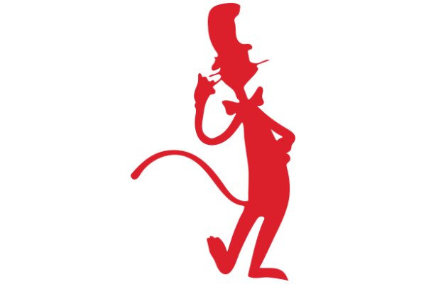 Red Silhouette of a Cartoon Character with a Cigarette in its Hand