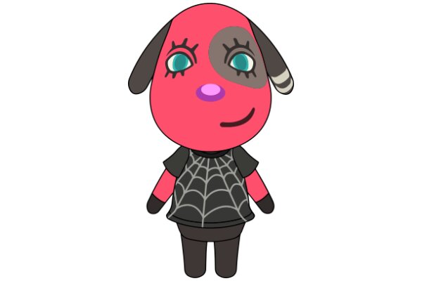 A Cute Cartoon Character with a Spider Web Shirt and Pink Eyes