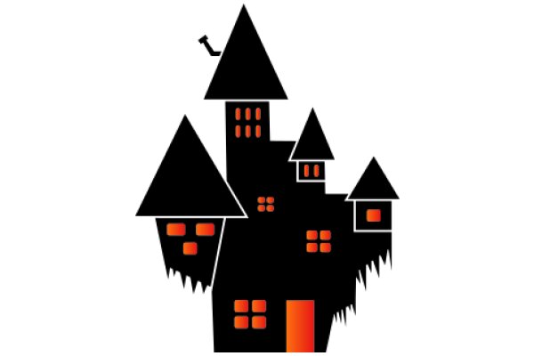 Stylized Illustration of a House with Orange Accents