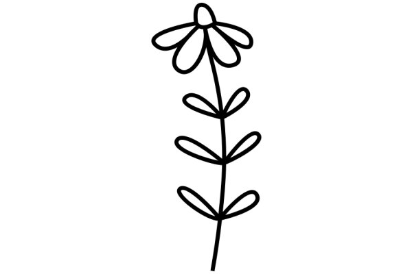 Simplistic Line Drawing of a Flower Stem