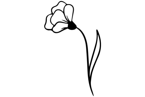 Simplistic Line Drawing of a Flower with a Long Stem