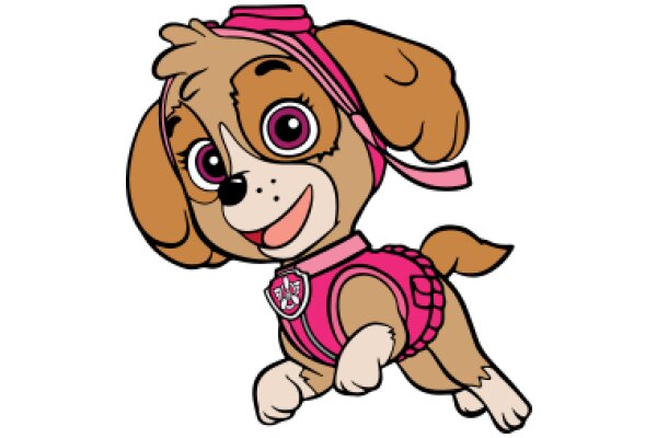 Adorable Animated Dog in a Pink Outfit, Ready for Adventure!