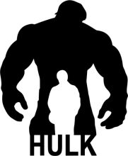 The Silhouette of Hulk and the Word 'Hulk' in Black and White