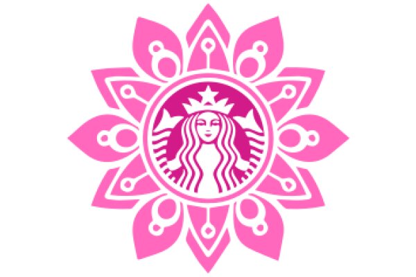 Stylized Starbucks Logo with Pink Flower Design