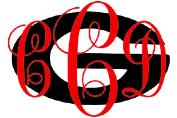 Stylized Letter 'G' with Red Swirls and Curves