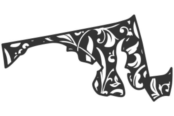 Stylized Gun Design with Floral Patterns