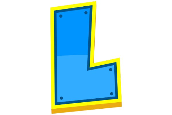 Vibrant 3D Graphic of a Blue and Yellow L-Shaped Sign