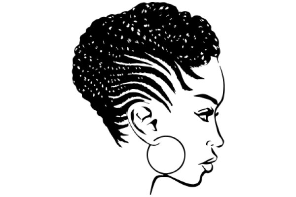 Stylized Portrait of a Woman with Afro Hair and Large Earrings