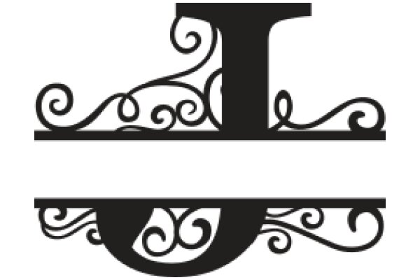 Stylized Black Letter 'L' with Swirling Decorative Designs