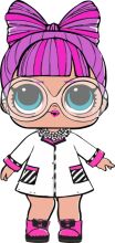 A Stylish Cartoon Character with a Pink Bow and Glasses