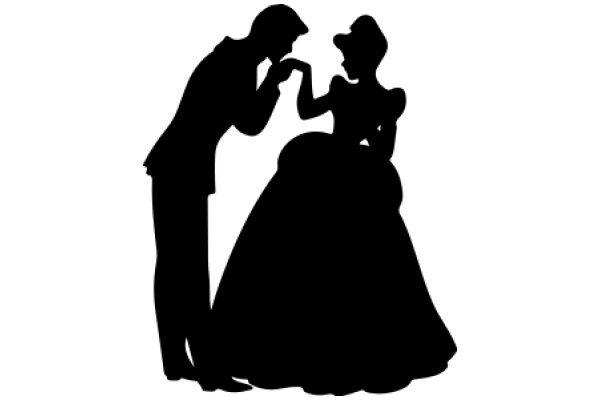 A Silhouette of a Gentleman and Lady in a Romantic Moment