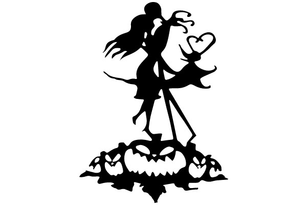 Silhouette of a Whimsical Halloween Scene