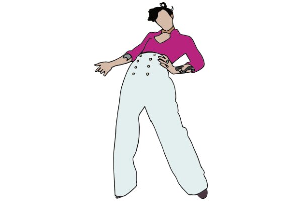 Stylized Illustration of a Person in Overalls and a Pink Shirt