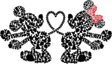 Black and White Silhouette of Mickey Mouse and Minnie Mouse Holding Hands