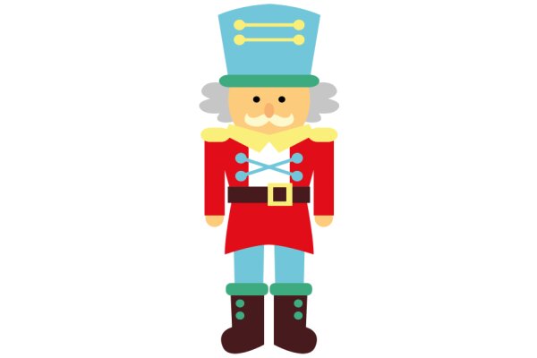 A Whimsical Illustration of a Gentleman in a Red Coat and Blue Hat