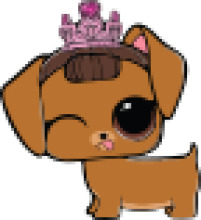 Adorable Cartoon Dog with a Playful Crown and Tongue Out