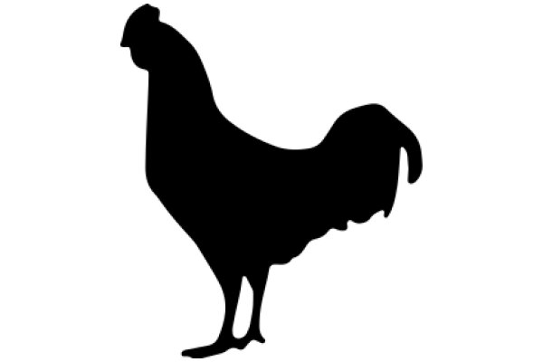 Silhouette of a Rooster on a White Background