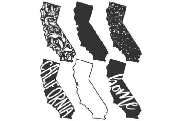 A Collection of State Silhouettes with the Word 'California'