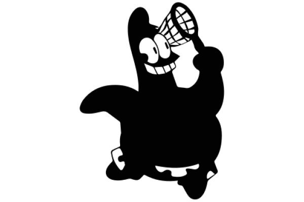 A Silhouette of a Character with a Net, Ready for Action