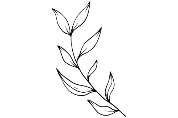 Stylized Line Drawing of a Plant with Leaves