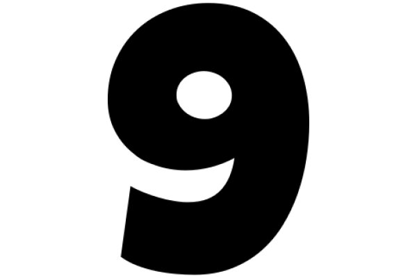 Simplicity in Design: A Black Number Nine on a White Background