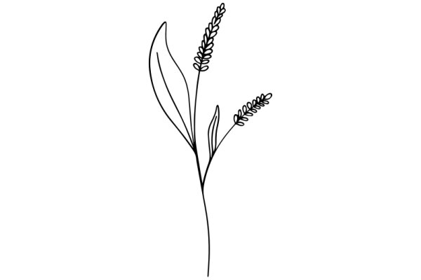 Simplistic Line Drawing of a Plant with Seed Pods