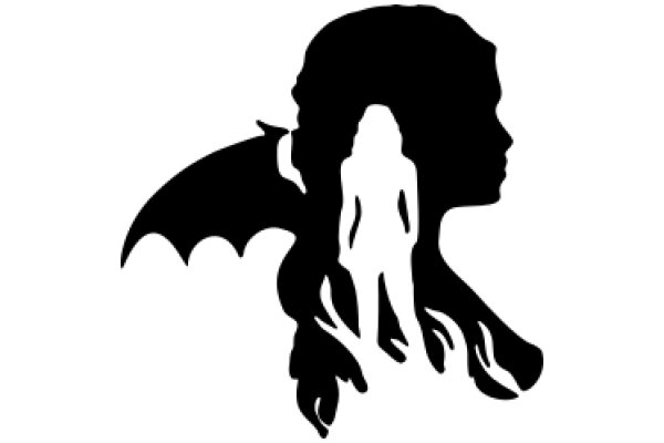 Silhouette of a Person and a Bat, Set Against a White Background