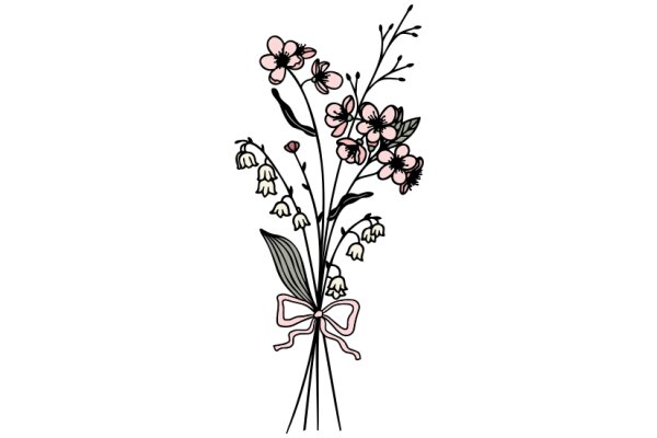 A Bouquet of Flowering Plants with a Pink Bow