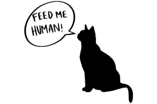 A Silhouette of a Cat with a Speech Bubble, Encouraging Feeding Humanity