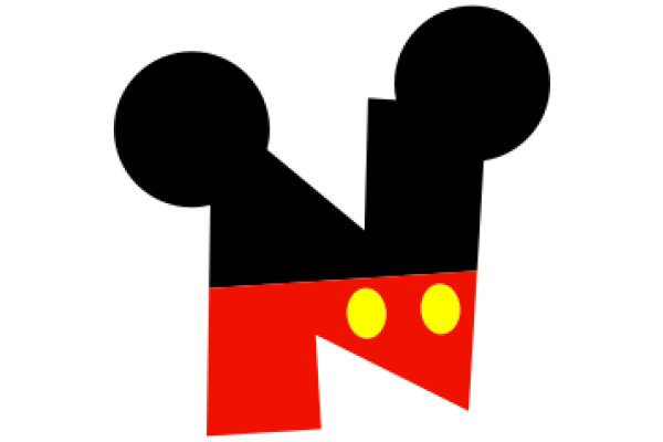 Simplistic Black and Red Mickey Mouse Logo