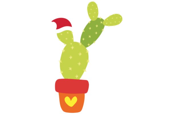 A Festive Cactus with a Heart-Shaped Pot