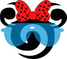 Whimsical Logo: A Playful Design with a Red Ladybug Bow and Blue Goggles