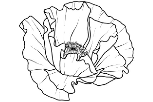 A Line Drawing of a Flower with a Detailed Center