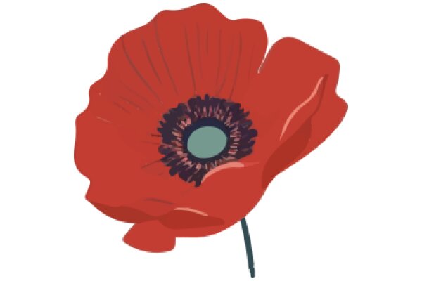 Vivid Red Poppy with a Blue Center