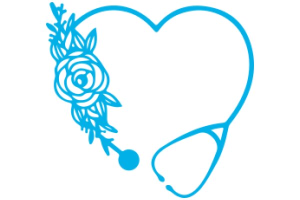 A Blue Heart with a Rose and a Stethoscope