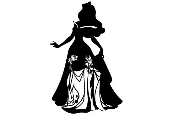 Silhouette of a Princess and Her Companion