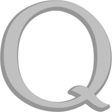 Simplistic Gray Q Logo on White Background