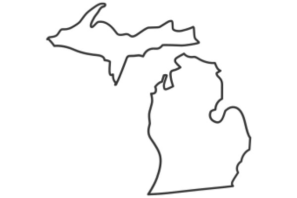 Simplified Map of Michigan with a Shark Silhouette